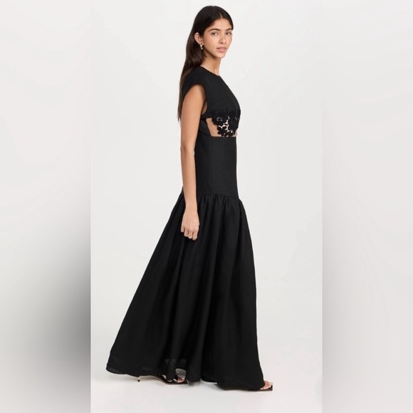 Silvia Tcherassi Hanane maxi gown black Dress with floral embroidery size small - Picture 3 of 10